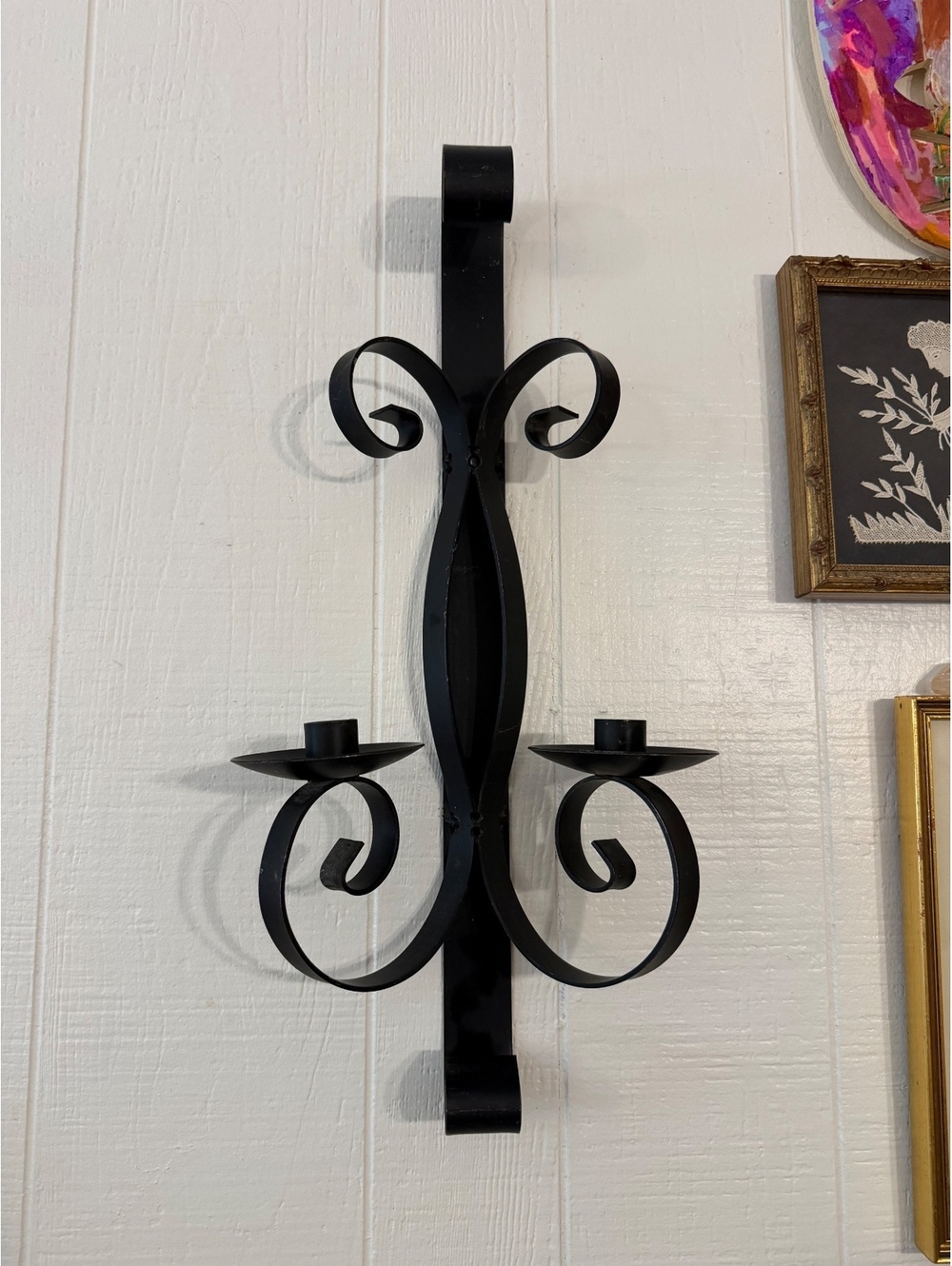(2) Set of Vintage wrought iron double candle sconces